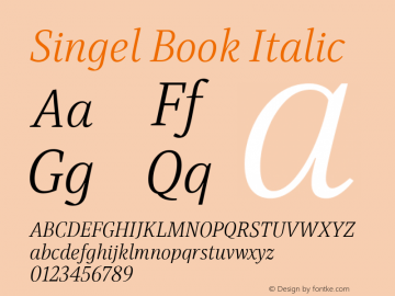 Singel Book Italic Version 1.000; ttfautohint (v1.8)图片样张