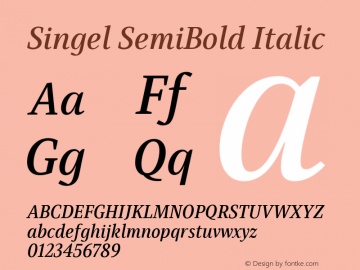 Singel SemiBold Italic Version 1.000; ttfautohint (v1.8)图片样张