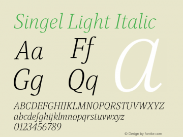 Singel Light Italic Version 1.000; ttfautohint (v1.8)图片样张
