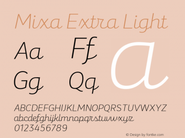 Mixa Extra Light Version 1.000 Font Sample
