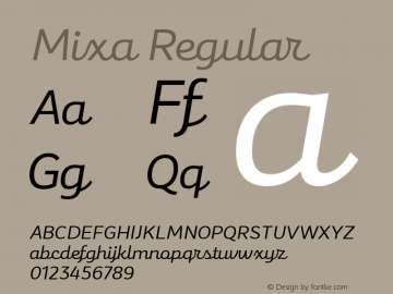 Mixa Regular Version 1.000 Font Sample