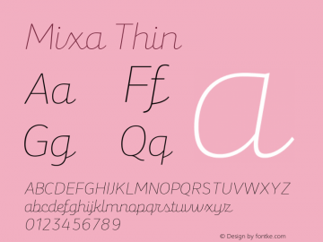 Mixa Thin Version 1.000 Font Sample