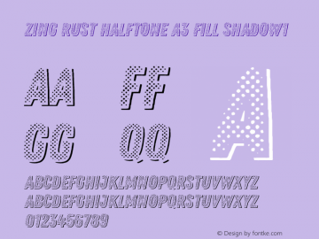 Zing Rust Halftone A3 Fill Shadow1 Version 1.000 Font Sample