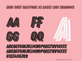 Zing Rust Halftone A3 Base2 Line Shadow2 Version 1.000 Font Sample