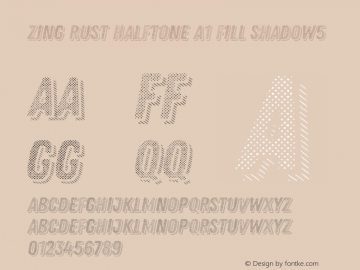 Zing Rust Halftone A1 Fill Shadow5 Version 1.000 Font Sample