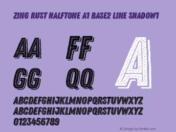 Zing Rust Halftone A1 Base2 Line Shadow1 Version 1.000 Font Sample