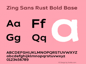 Zing Sans Rust Bold Base Version 1.000 Font Sample