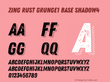 Zing Rust Grunge1 Base Shadow4 Version 1.000 Font Sample