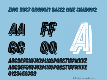 Zing Rust Grunge1 Base2 Line Shadow2 Version 1.000 Font Sample