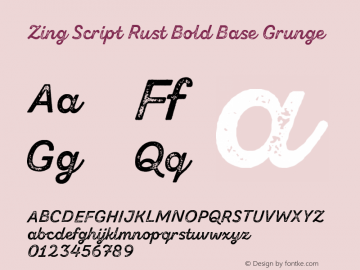 Zing Script Rust Bold Base Grunge Version 1.000图片样张