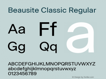Beausite Classic Regular Version 2.002;PS 2.2;hotconv 1.0.88;makeotf.lib2.5.647800 Font Sample