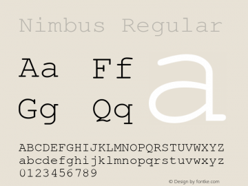 Nimbus Regular Version 1.06 Font Sample