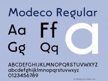 Modeco Regular Version 1.000 Font Sample