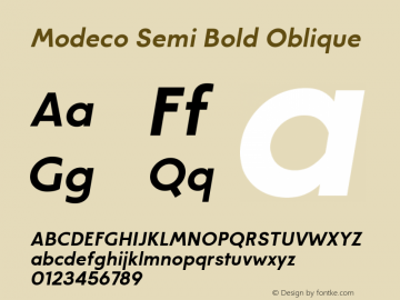 Modeco Semi Bold Oblique Version 1.000图片样张