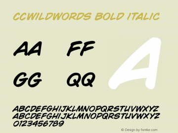 CCWildWords Bold Italic Version 2.01 2020 Font Sample
