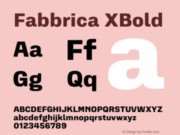 Fabbrica-XBold Version 1.000 Font Sample