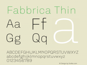 Fabbrica-Thin Version 1.000 Font Sample