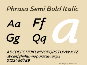 Phrasa Semi Bold Italic Version 1.000 | wf-rip DC20200810图片样张