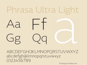 Phrasa Ultra Light Version 1.000 | wf-rip DC20200810 Font Sample