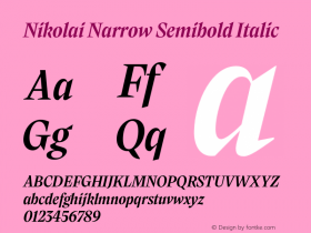Nikolai Narrow Semibold Italic Version 1.000 | w-rip DC20200710 Font Sample