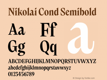 Nikolai Cond Semibold Version 1.000 | w-rip DC20200710 Font Sample