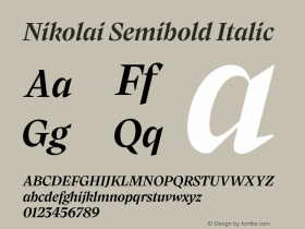 Nikolai Semibold Italic Version 1.000 | w-rip DC20200710 Font Sample