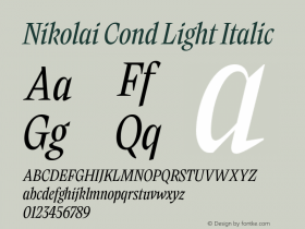 Nikolai Cond Light Italic Version 1.000 | w-rip DC20200710 Font Sample