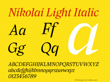 Nikolai Light Italic Version 1.000 | w-rip DC20200710 Font Sample