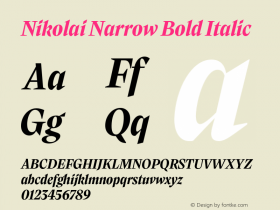 Nikolai Narrow Bold Italic Version 1.000 | w-rip DC20200710 Font Sample