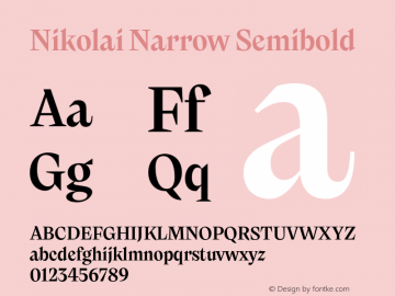 Nikolai Narrow Semibold Version 1.000 | w-rip DC20200710 Font Sample