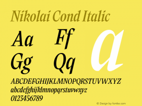 Nikolai Cond Italic Version 1.000 | w-rip DC20200710 Font Sample