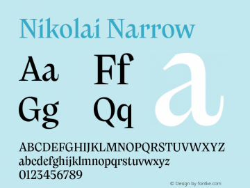 Nikolai Narrow Version 1.000 | w-rip DC20200710 Font Sample