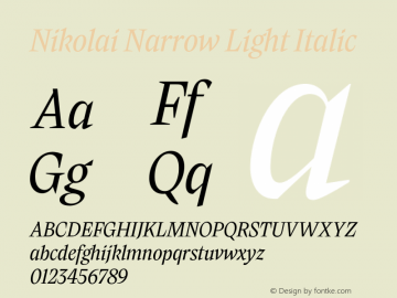 Nikolai Narrow Light Italic Version 1.000 | w-rip DC20200710 Font Sample