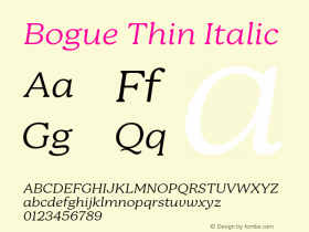 Bogue Thin Italic Version 1.000;hotconv 1.0.109;makeotfexe 2.5.65596图片样张