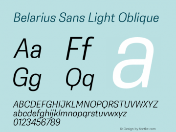 Belarius Sans Lt Oblique Version 1.001图片样张
