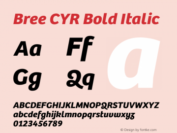 Bree CYR Bold Italic Version 2.000;hotconv 1.0.109;makeotfexe 2.5.65593 Font Sample