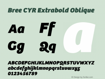 Bree CYR Extrabold Italic Version 2.000;hotconv 1.0.109;makeotfexe 2.5.65593 Font Sample