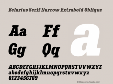 Belarius Serif Narrow Eb Oblique Version 1.001; ttfautohint (v1.8.3) Font Sample