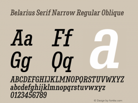 Belarius Serif Narrow Regular Oblique Version 1.001; ttfautohint (v1.8.3)图片样张