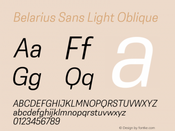 Belarius Sans Lt Oblique Version 1.001; ttfautohint (v1.8.3)图片样张