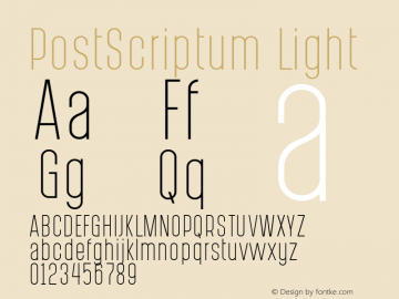 PostScriptum Light Version 2.32 January 27, 2016 Font Sample