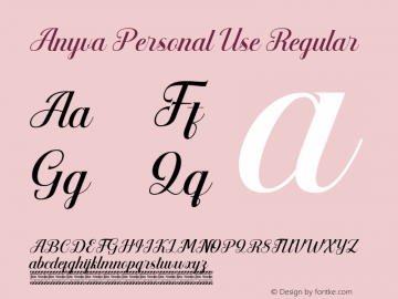 Anyva Personal Use Version 1.00;December 13, 2020;FontCreator 13.0.0.2683 64-bit图片样张