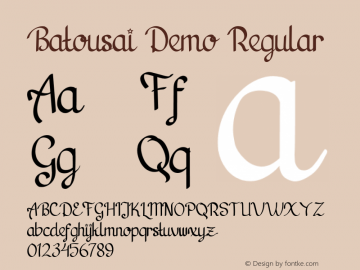 Batousai Demo Version 1.00;December 17, 2020;FontCreator 12.0.0.2525 64-bit图片样张