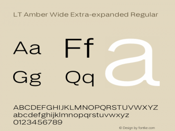LT Amber Wide Extra-expanded Regular Version 1.00;December 24, 2020;FontCreator 11.5.0.2422 64-bit Font Sample