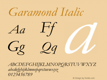 Garamond Italic Version 1.50图片样张