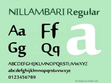 Nillambari Version 6.81;March 28, 2021;FontCreator 13.0.0.2683 64-bit Font Sample