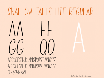 Swallow Falls Lite Version 001.000 Font Sample