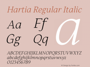 HartiaRegularItalic Version 1.000 | wf-rip DC20200825 Font Sample