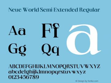 Neue World Semi Extended Regular Version 1.000;hotconv 1.0.109;makeotfexe 2.5.65596 Font Sample
