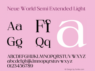 Neue World Semi Extended Light Version 1.000;hotconv 1.0.109;makeotfexe 2.5.65596 Font Sample